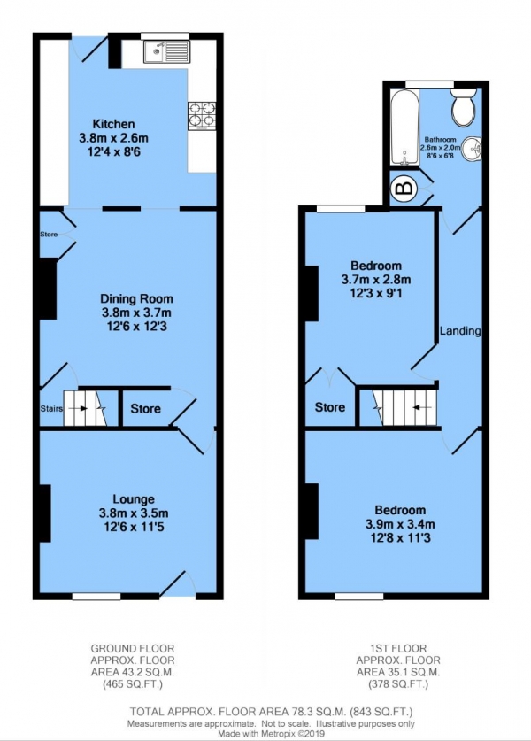Floor Plan Image for 2 Bedroom Terraced House for Sale in Market Street, Clay Cross, Chesterfield, S45 9LX