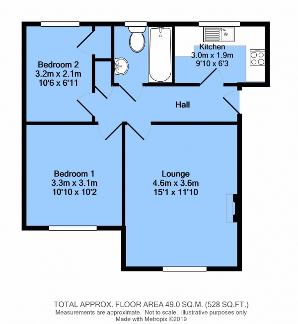 Floor Plan Image for 2 Bedroom Flat for Sale in Lincoln Way, North Wingfield, Chesterfield, S42 5RR