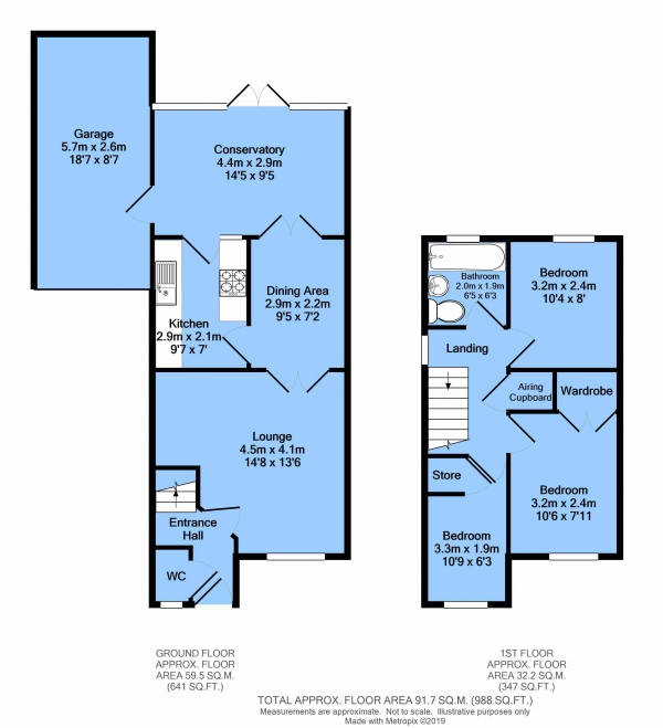 Floor Plan Image for 3 Bedroom Semi-Detached House for Sale in Spital Brook Close, Spital, Chesterfield, S41 0GD