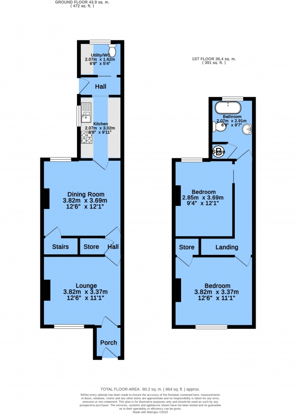 Floor Plan Image for 2 Bedroom Semi-Detached House for Sale in Victoria Avenue, Staveley, Chesterfield, S43 3UB