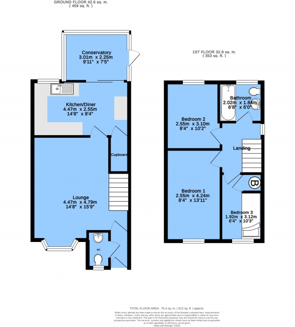 Floor Plan Image for 3 Bedroom Detached House for Sale in Acacia Avenue, Hollingwood, Chesterfield, S43 2JE