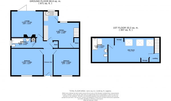 Floor Plan Image for 2 Bedroom Detached Bungalow for Sale in Springfield Avenue, Ashgate, Chesterfield, S40 1DJ