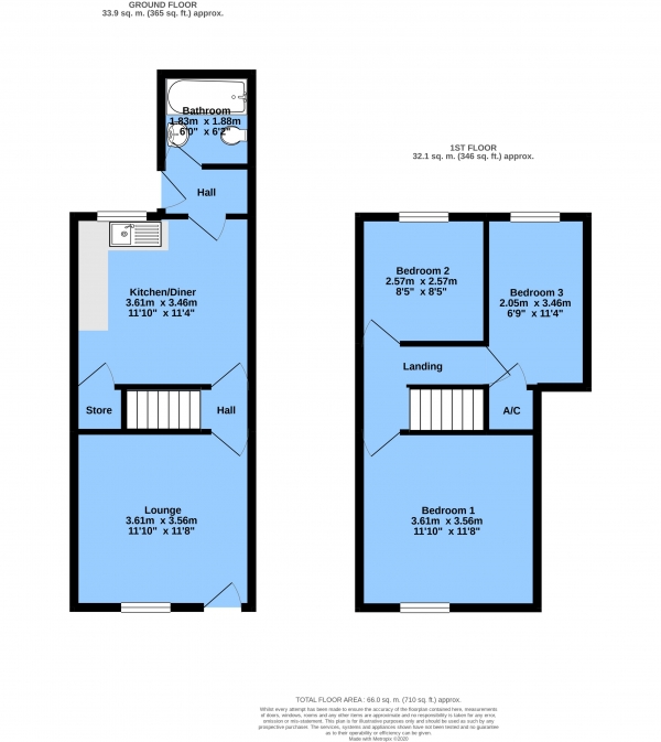 Floor Plan Image for 3 Bedroom Terraced House for Sale in London Street, New Whittington, Chesterfield, S43 2AQ