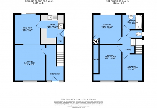 Floor Plan Image for 3 Bedroom Semi-Detached House for Sale in Aspley Close, Brockwell, Chesterfield, S40 4HG