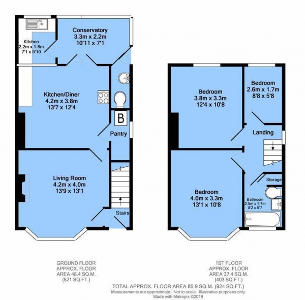 Floor Plan Image for 3 Bedroom Semi-Detached House for Sale in Queen Victoria Road, New Tupton, Chesterfield, S42 6BJ