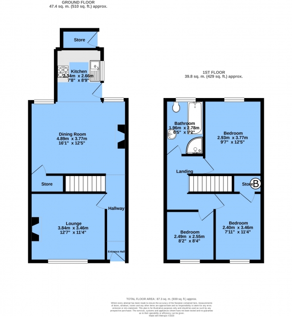Floor Plan for 3 Bedroom Detached House for Sale in Storforth Lane, Hasland, Chesterfield, S41 0QA, Chesterfield, S41, 0QA -  &pound220,000