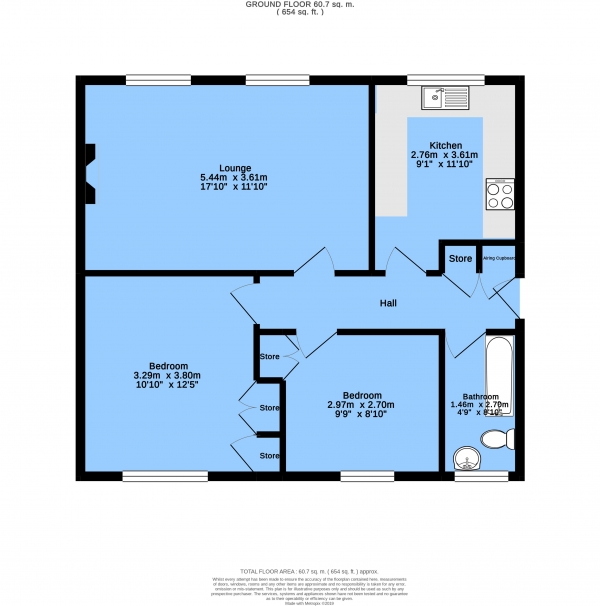 Floor Plan Image for 2 Bedroom Flat for Sale in Netherleigh Court, Ashgate, Chesterfield, S40 3PR