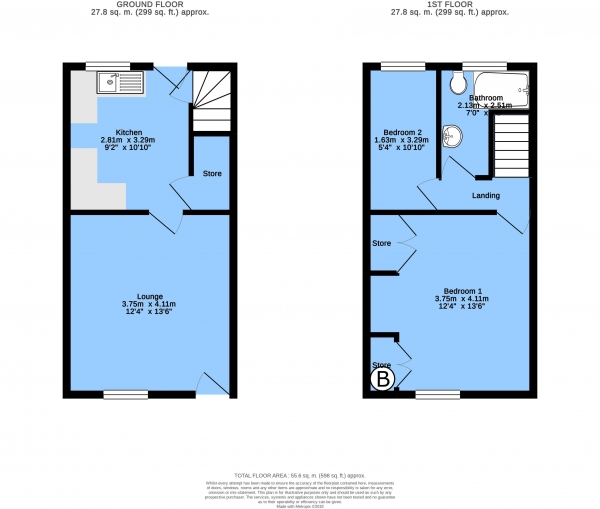 Floor Plan Image for 2 Bedroom Terraced House for Sale in John Street, Brampton, Chesterfield, S40 1DF