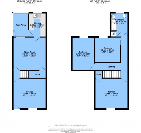 Floor Plan Image for 3 Bedroom Terraced House for Sale in Wharf Lane, Staveley, Chesterfield, S43 3TZ