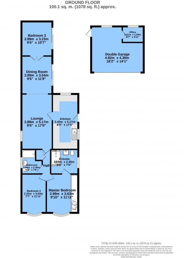 Floor Plan Image for 3 Bedroom Detached Bungalow for Sale in Avondale Road, Inkersall, Chesterfield, S43 3EQ