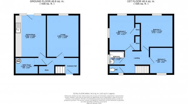 Floor Plan Image for 3 Bedroom Semi-Detached House for Sale in Devon Drive, Brimington, Chesterfield, S43 1DY