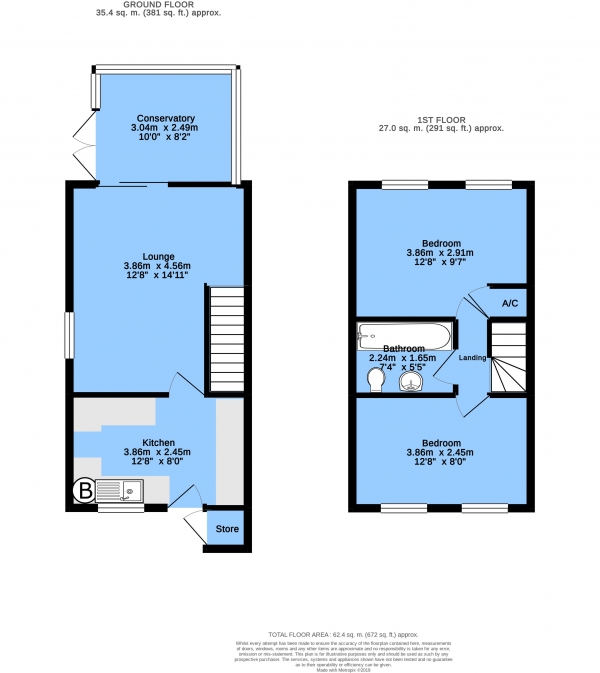 Floor Plan Image for 2 Bedroom Semi-Detached House for Sale in Herriot Drive, Chesterfield, S40 2UR