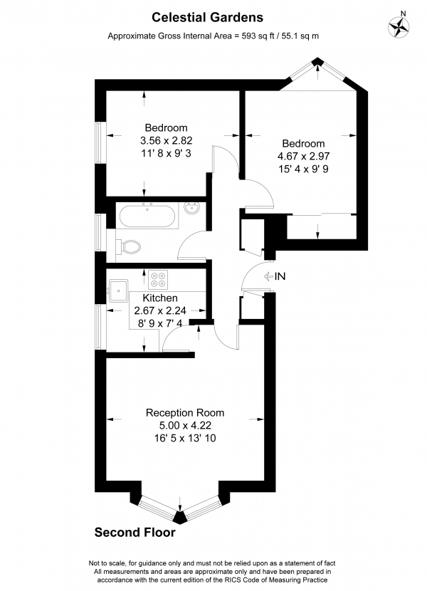 Floor Plan Image for 2 Bedroom Flat for Sale in Celestial Gardens, SE13