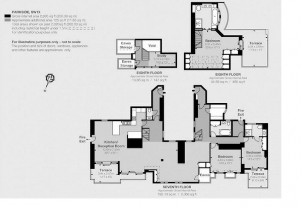 Floor Plan for 5 Bedroom Penthouse for Sale in Knightsbridge, London, SW1X, 7JP - Guide Price &pound9,950,000