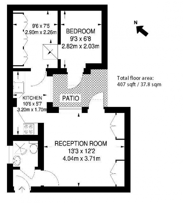 Floor Plan Image for 1 Bedroom Flat to Rent in Molyneux Street W1