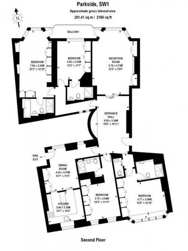Floor Plan Image for 4 Bedroom Apartment for Sale in Parkside, Knightsbridge SW1