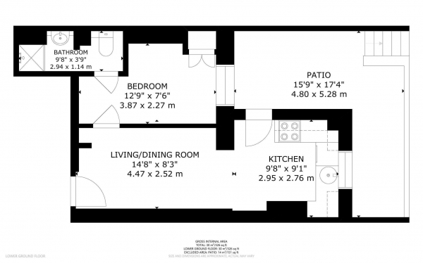 Floor Plan Image for 1 Bedroom Flat to Rent in 1 Bed - Garden Flat -  Ifield Road - Chelsea SW10