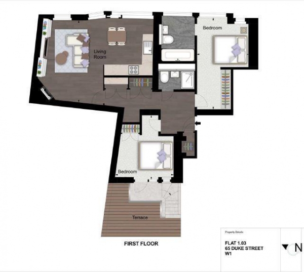 Floor Plan Image for 2 Bedroom Apartment to Rent in Binney Street, Mayfair W1