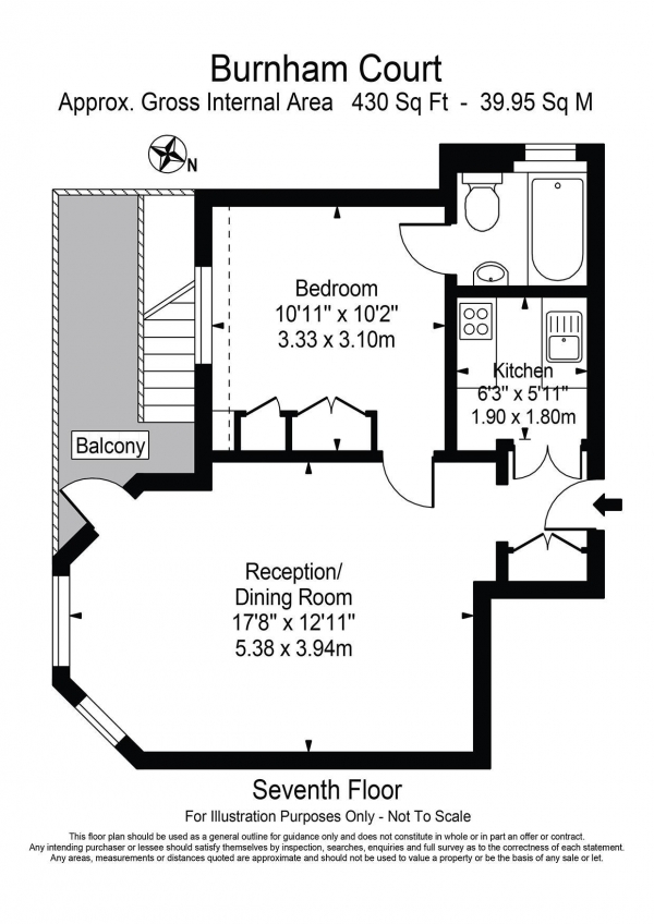 Floor Plan Image for 1 Bedroom Apartment for Sale in Burnham Court, Bayswater, W2