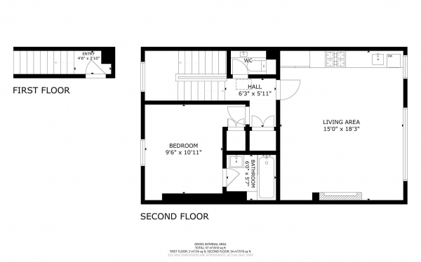 Floor Plan Image for 1 Bedroom Flat to Rent in Hazlitt Road, Olympia W14