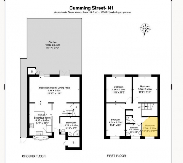 Floor Plan Image for 4 Bedroom Property to Rent in Cumming Street, Islington N1