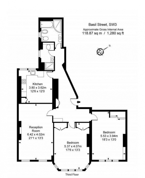 Floor Plan Image for 2 Bedroom Flat to Rent in Lincoln House, Basil Street, Knightsbridge SW3