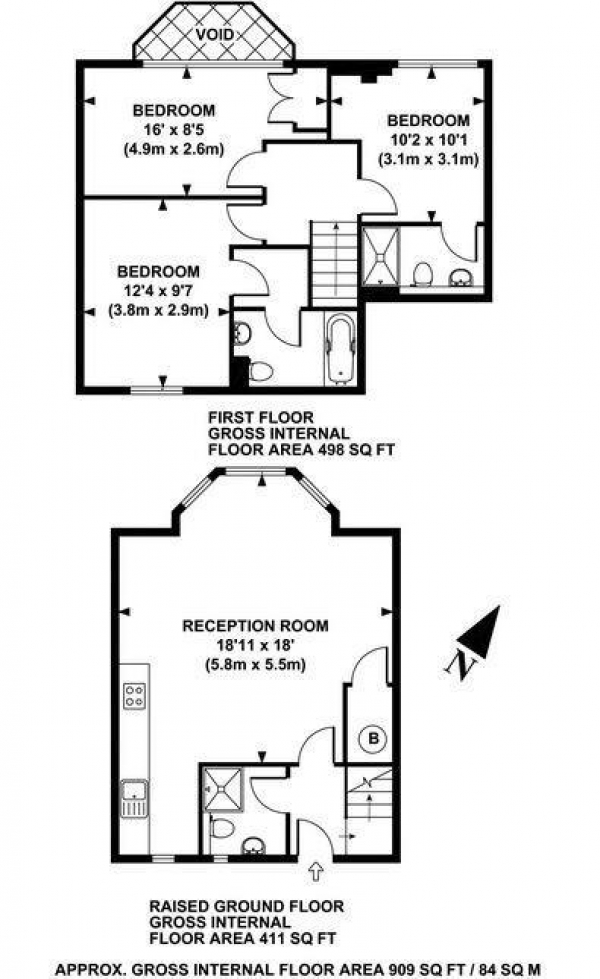 Floor Plan Image for 3 Bedroom Flat to Rent in 3 Bed Duplex, Lexham Gardens, Kensington W8