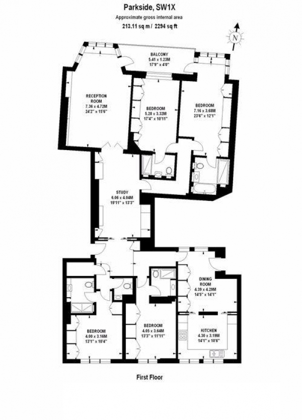 Floor Plan Image for 4 Bedroom Flat for Sale in Parkside, Knightsbridge SW1