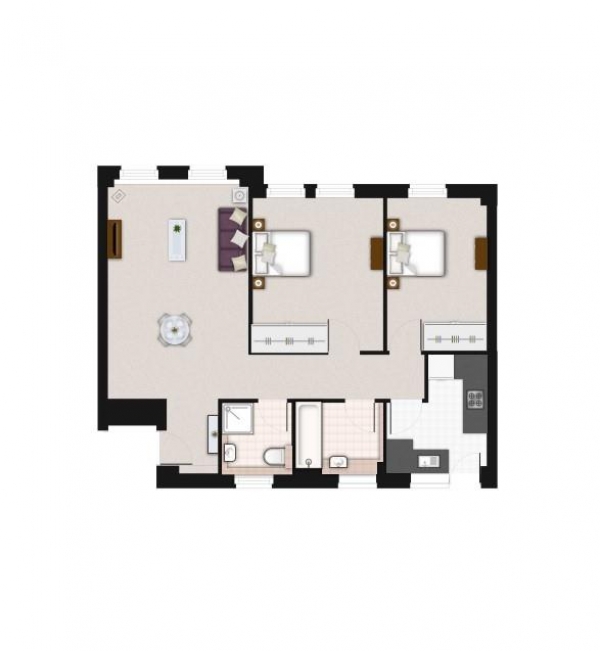 Floor Plan Image for 2 Bedroom Apartment to Rent in Fulham Road, Chelsea