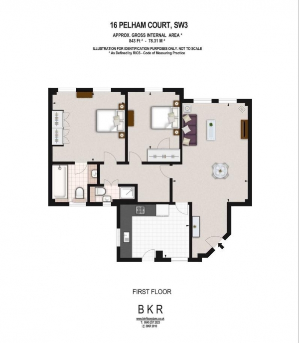 Floor Plan Image for 2 Bedroom Apartment to Rent in Fulham Road, Chelsea