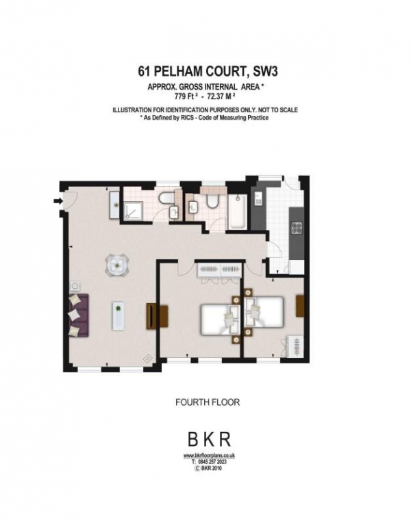 Floor Plan Image for 2 Bedroom Apartment to Rent in Fulham Road, London