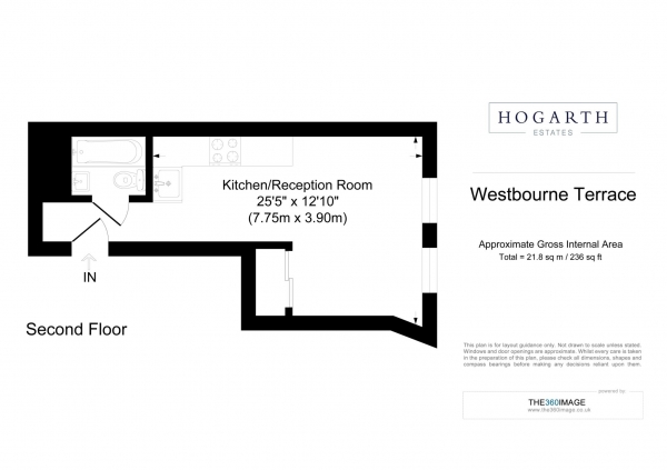Floor Plan Image for Studio to Rent in Westbourne Terrace, Bayswater, W2