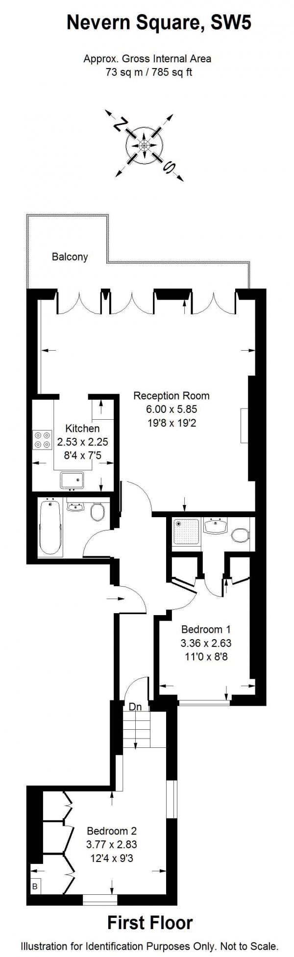 Floor Plan Image for 2 Bedroom Apartment to Rent in Nevern Square, Earls Court, SW5