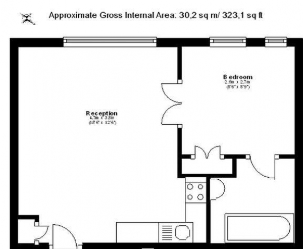 Floor Plan Image for 1 Bedroom Apartment to Rent in Nell Gwynn House, Sloane Avenue, SW3