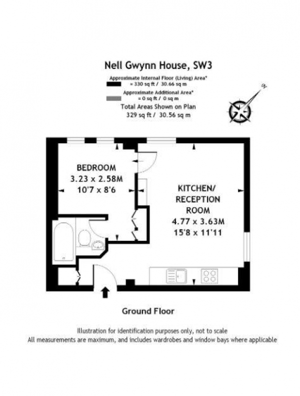 Floor Plan Image for 1 Bedroom Apartment to Rent in Sloane Avenue, London, SW3