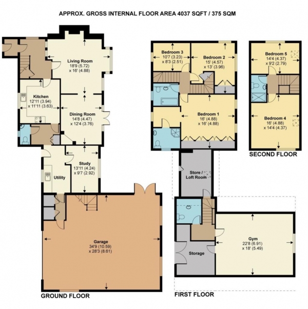 Floor Plan for 5 Bedroom Detached House for Sale in Bovingdon, Bovingdon, HP3, 0NE -  &pound1,295,000