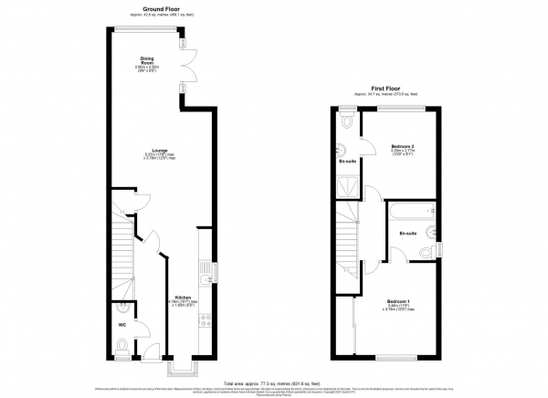 Floor Plan Image for 2 Bedroom Semi-Detached House to Rent in Hope Walk, Fleet Road, Fleet
