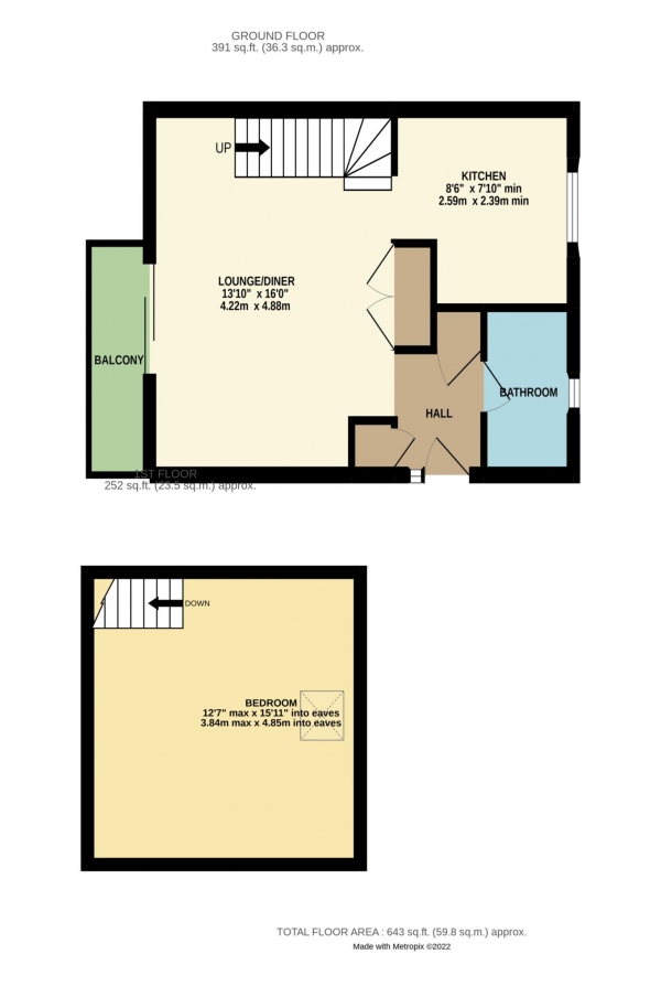 Floor Plan Image for 1 Bedroom Maisonette to Rent in Maiden Place, Lower Earley