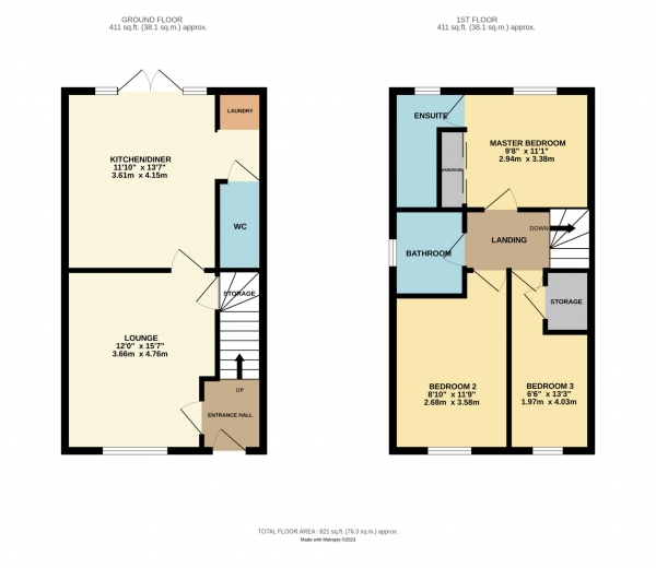 Floor Plan for 3 Bedroom Semi-Detached House to Rent in Millers Grove, Woodley, Woodley, RG5, 4AF - £450 pw | £1950 pcm