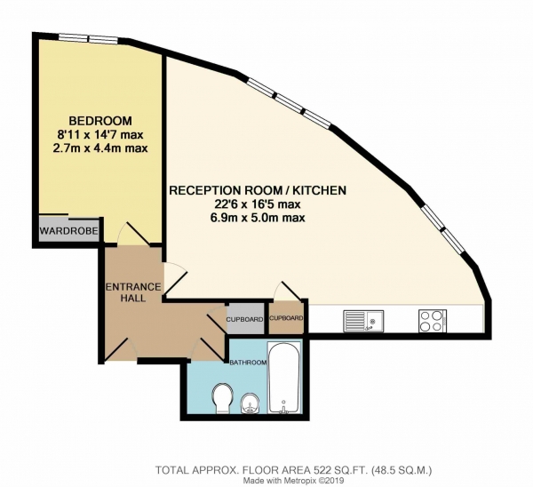 Floor Plan Image for 1 Bedroom Flat for Sale in Honister, 20 Alfred Street, Reading