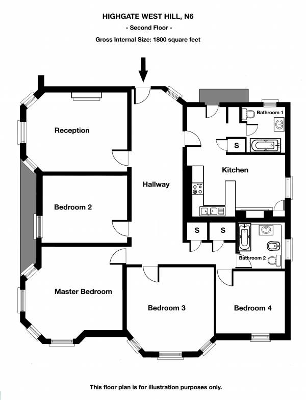 Floor Plan For 4 Bedroom Flat To Rent In Highgate West Hill N6 Highgate N6 6at Allagents