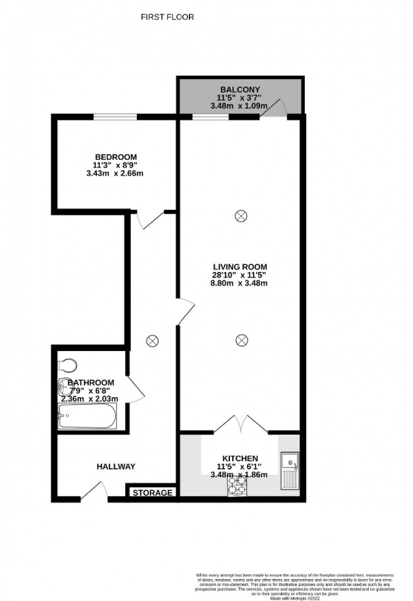 Floor Plan Image for 1 Bedroom Flat to Rent in Grace House, Woolwich