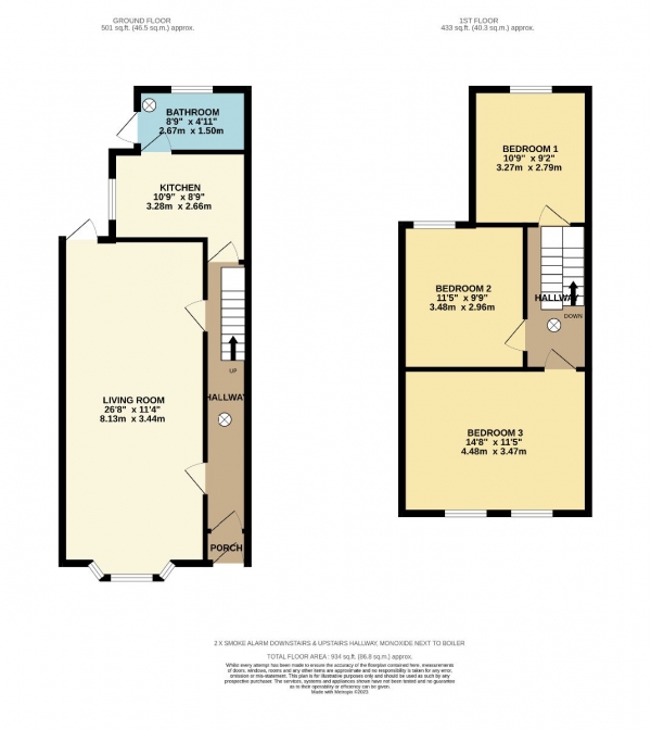 Floor Plan for 3 Bedroom Terraced House to Rent in St. Johns Terrace, London, SE18, 7RT - £508 pw | £2200 pcm