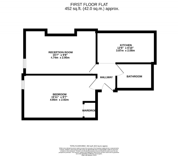 Floor Plan Image for 1 Bedroom Flat to Rent in Herbert Road, Plumstead