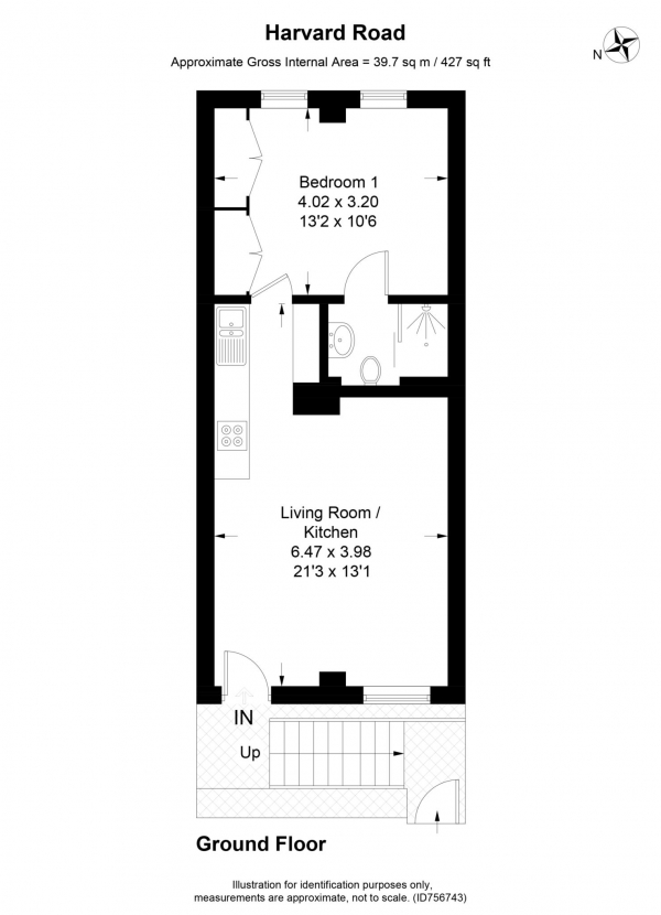 Floor Plan Image for 1 Bedroom Flat to Rent in Harvard Road, Isleworth