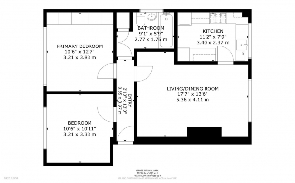 Floor Plan for 2 Bedroom Flat for Sale in Hazelmere Drive, UB5 6UT, Ealing, UB5, 6UT - Guide Price &pound330,000