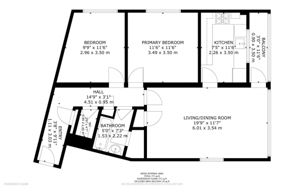 Floor Plan Image for 2 Bedroom Flat for Sale in Lexden Road, London, W3 9NF