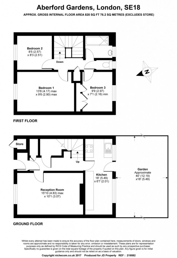 Floor Plan Image for 3 Bedroom Terraced House for Sale in Aberford Gardens,  Charlton, SE18