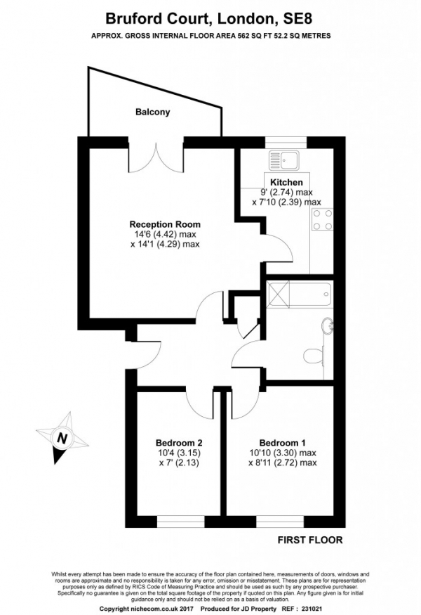 Floor Plan Image for 2 Bedroom Apartment for Sale in Bruford Court Creek Road,  Deptford, SE8