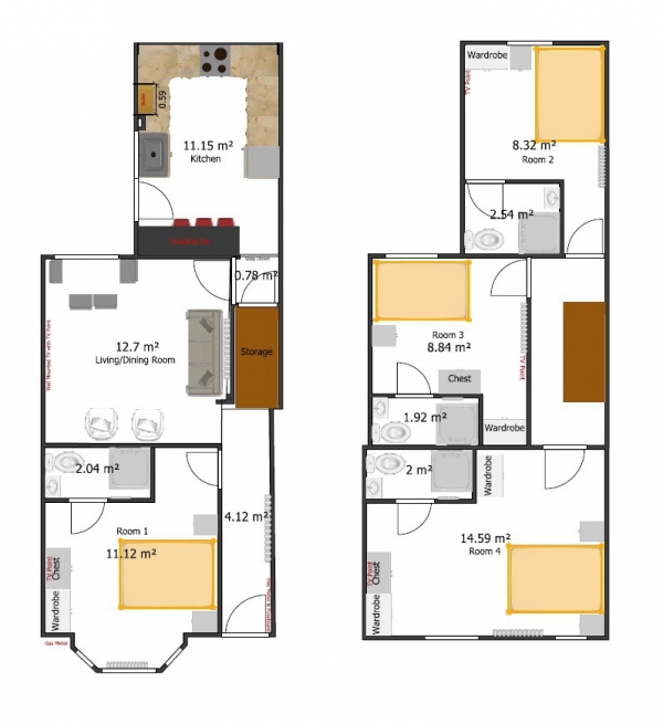 Floor Plan Image for 1 Bedroom House Share to Rent in Liverpool Street,  Salford, M6